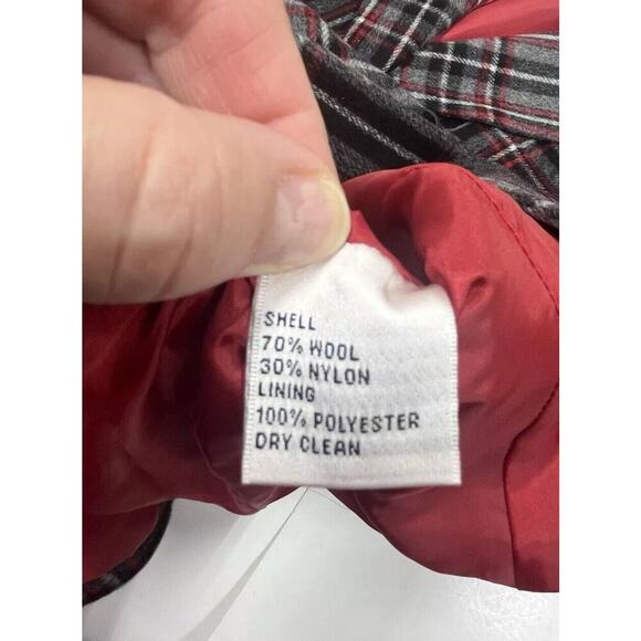 Talbots Vintage Gray Red Plaid Wool Blend Blazer Jacket Buttons Women's Sz 12P - Picture 7 of 12